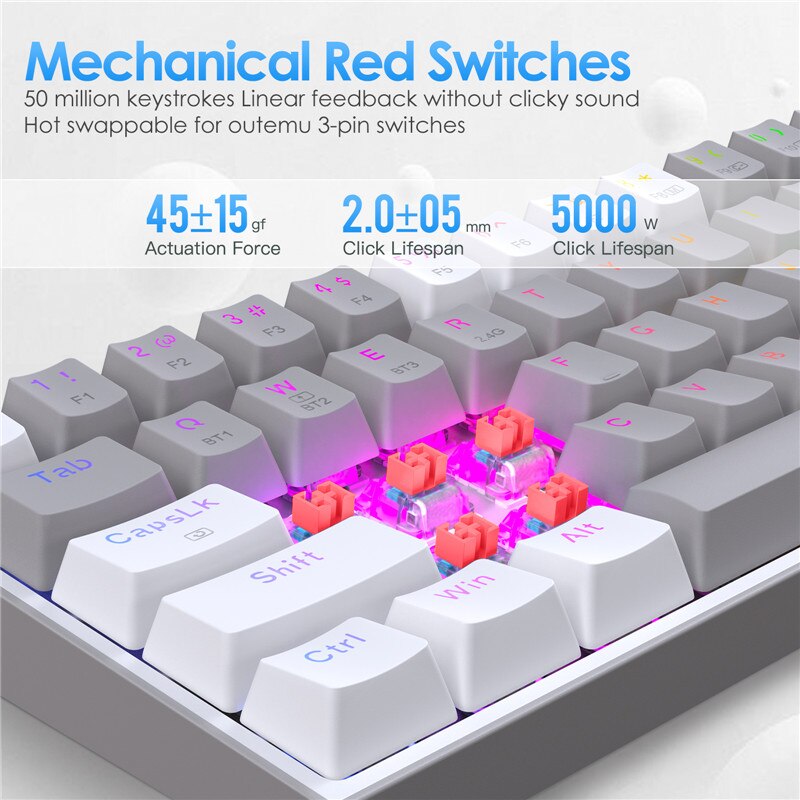 Redragon K616 Pro TKL Wireless RGB Mechanical Keyboard 5.0 BT/2.4 Ghz/Wired Three Modes 60% Bluetooth Keyboard Linear Red Switch Redragon K616 Pro TKL Wireless RGB Mechanical Keyboard 5.0 BT/2.4 Ghz/Wired Three Modes 60% Bluetooth Keyboard Linear Red Switch