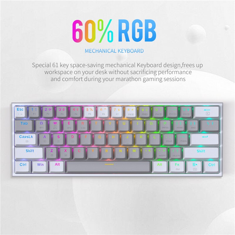 Redragon K616 Pro TKL Wireless RGB Mechanical Keyboard 5.0 BT/2.4 Ghz/Wired Three Modes 60% Bluetooth Keyboard Linear Red Switch Redragon K616 Pro TKL Wireless RGB Mechanical Keyboard 5.0 BT/2.4 Ghz/Wired Three Modes 60% Bluetooth Keyboard Linear Red Switch