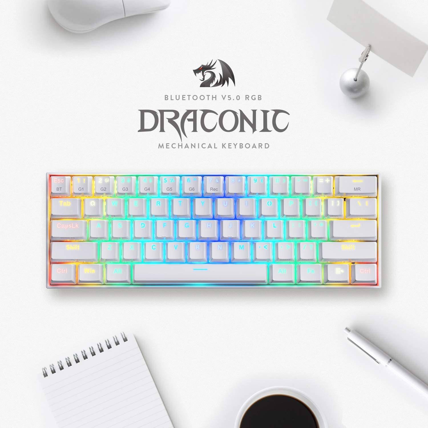 Redragon K530 Draconic 60% Compact RGB Wireless Mechanical Keyboard with Brown Switches and 16.8 Million RGB Lighting for PC Redragon K530 Draconic 60% Compact RGB Wireless Mechanical Keyboard with Brown Switches and 16.8 Million RGB Lighting for PC