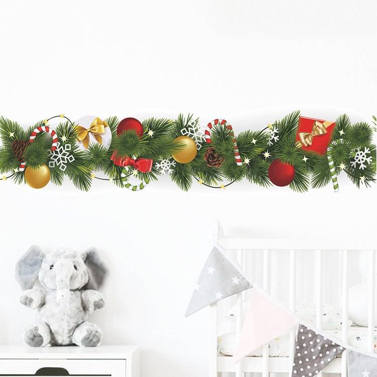 Christmas Pine Branch Waist Line Wall Stickers Living Room Skirting Decoration New Year Wallpaper Home Decor Baseboard Decals Christmas Pine Branch Waist Line Wall Stickers Living Room Skirting Decoration New Year Wallpaper Home Decor Baseboard Decals