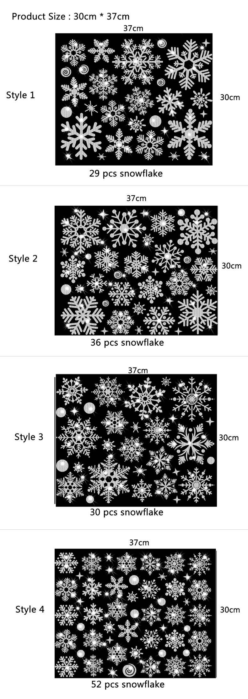 Glitter Effect Snowflake Electrostatic Wall Sticker Christmas Kids Room Decor Glass Window Home Decoration New Year Wallpaper Glitter Effect Snowflake Electrostatic Wall Sticker Christmas Kids Room Decor Glass Window Home Decoration New Year Wallpaper