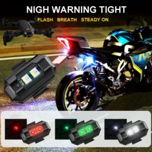 7-Color LED Flash Warning Light – USB Rechargeable Strobe Light for Bikes, Bicycles, Drones & Motorcycles