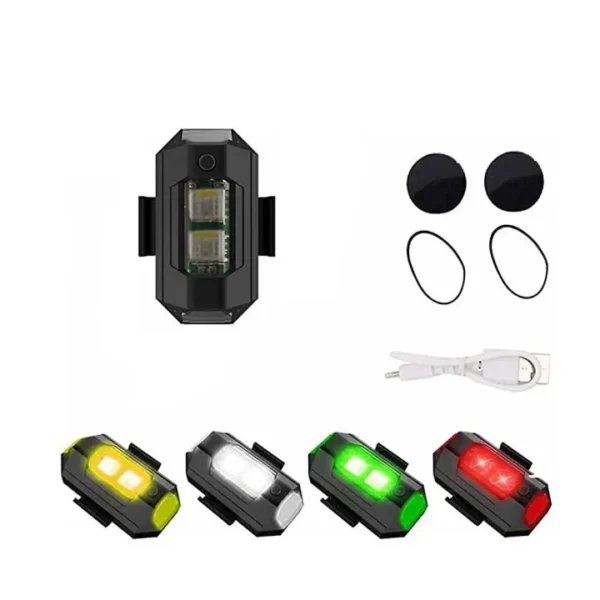 7-Color LED Flash Warning Light – USB Rechargeable Strobe Light for Bikes, Bicycles, Drones & Motorcycles - Image 2